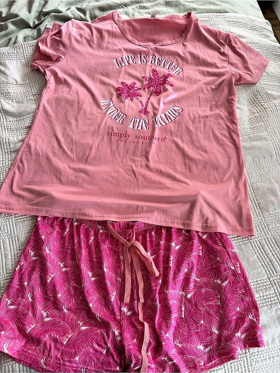 Simply Southern Other - Simply Southern Life Is Better Under The Palms Pajama Set Pink Loungewear Set